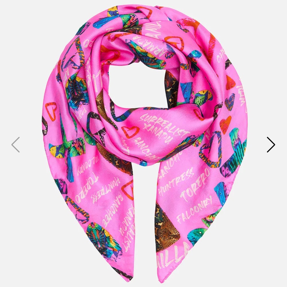 CAMILLA *Writings on the Wall* pink heart cursive scarf shawl sarong bandeau top